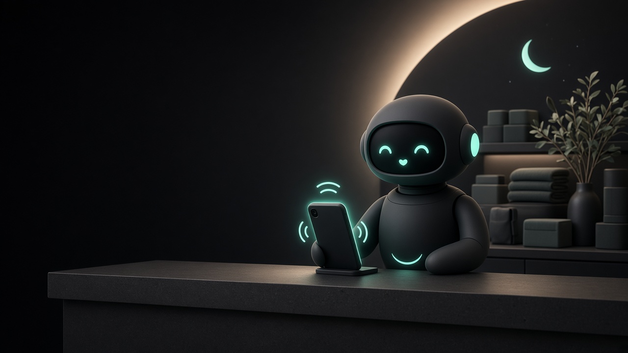 The agent at the shop counter with a ringing phone